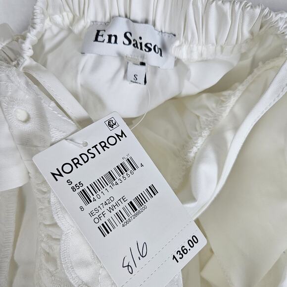 En Saison Barnette Maxi Dress Eyelet Lace Flutter Sundress Cottage Boho White S - Picture 12 of 16